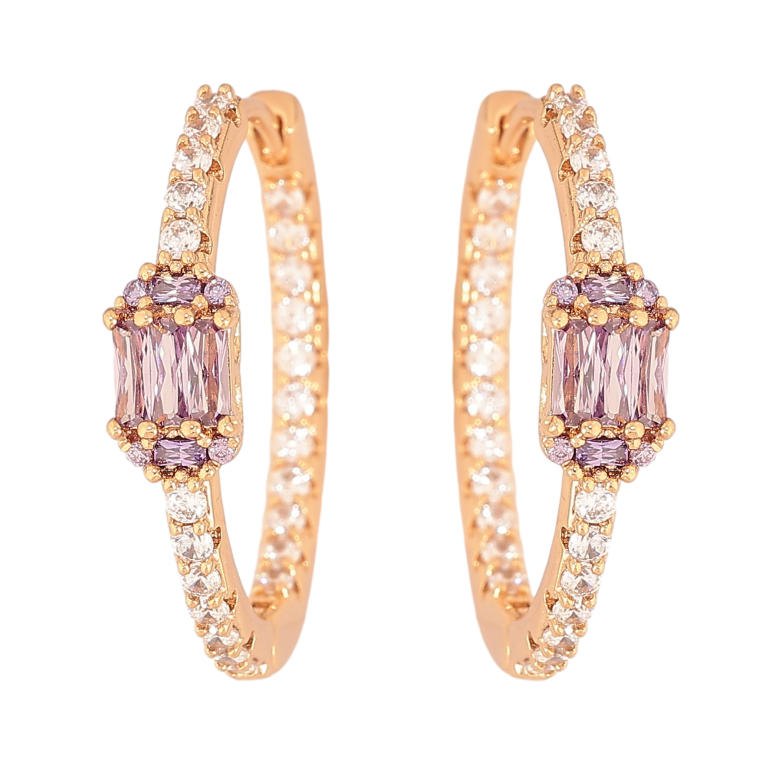 Серьги Xuping цвет Позолота 18К колечки "Дорожки кристаллов" фото №1