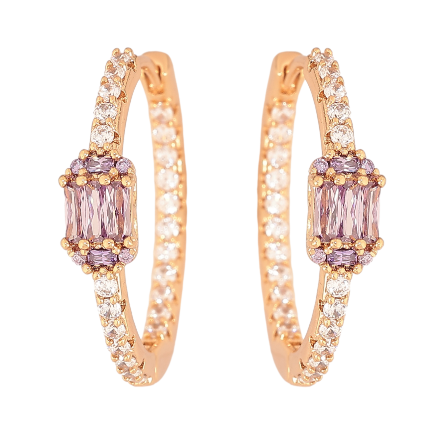 Серьги Xuping цвет Позолота 18К колечки "Дорожки кристаллов" фото №1