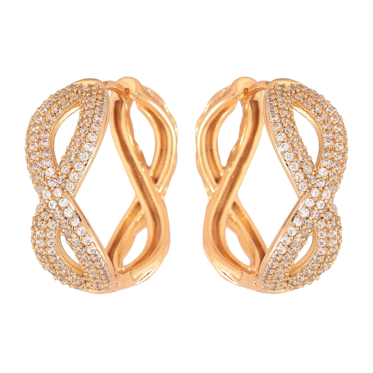 Серьги Xuping цвет Позолота 18К колечки "Инкрустация кристаллами" фото №6