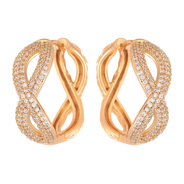 Сережки Xuping колір Позолота 18К колечка "Інкрустація кристалами" фото №1