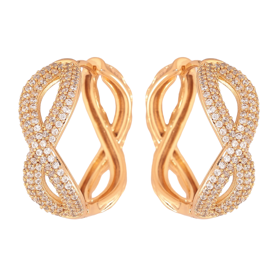 Серьги Xuping цвет Позолота 18К колечки "Инкрустация кристаллами" фото №1