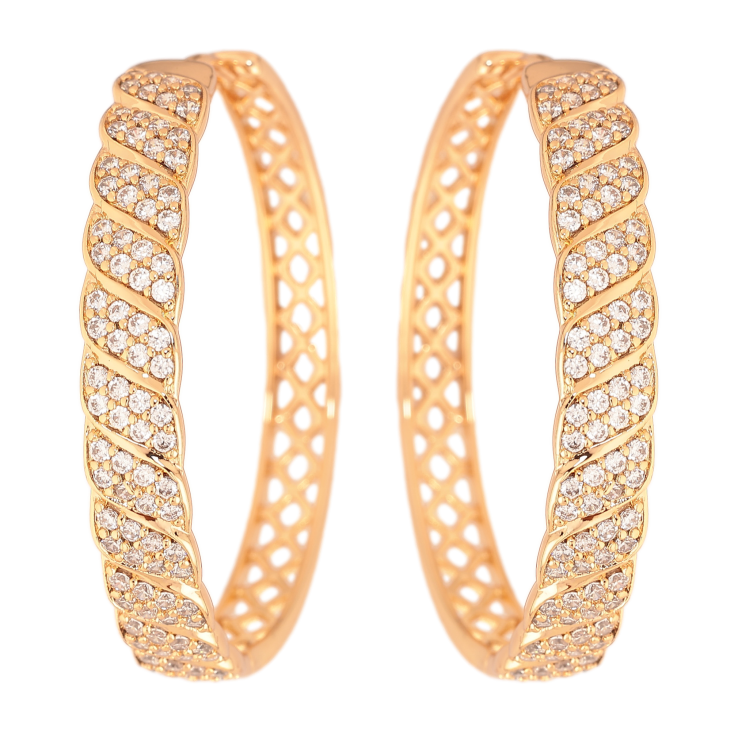 Серьги Xuping цвет Позолота 18К колечки "Инкрустация кристаллами" фото №5