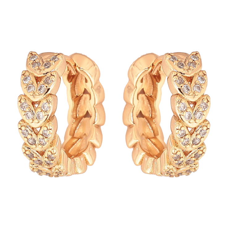 Серьги Xuping цвет Позолота 18К колечки "Колосок с кристаллами" фото №12