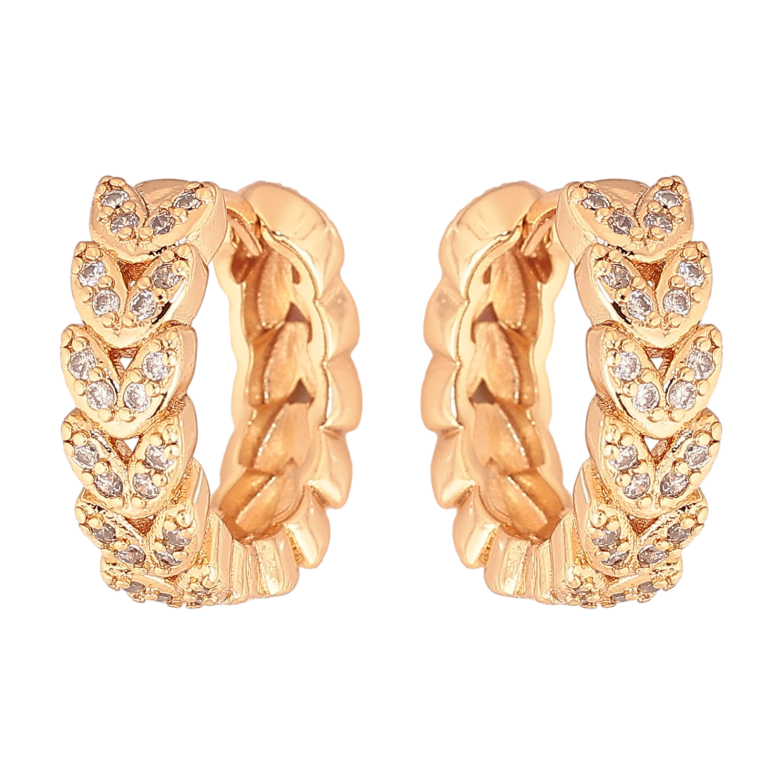 Сережки Xuping колір Позолота 18К колечка "Колосок із кристалами" фото №1