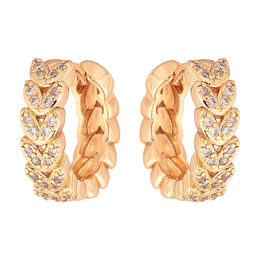 Серьги Xuping цвет Позолота 18К колечки "Колосок с кристаллами" фото №1