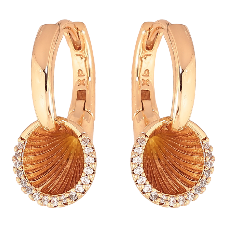 Серьги Xuping цвет Позолота 18К колечки "Узор с кристаллами" фото №1