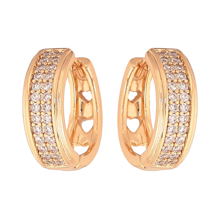 Сережки Xuping колір Позолота 18К колечка "Інкрустація кристалами" фото №2 Сережки Xuping колір Позолота 18К колечка "Інкрустація кристалами" фото №2