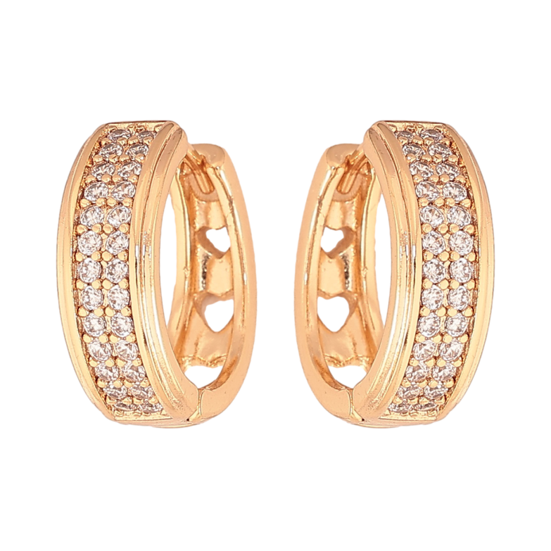 Сережки Xuping колір Позолота 18К колечка "Інкрустація кристалами" фото №2 Сережки Xuping колір Позолота 18К колечка "Інкрустація кристалами" фото №2