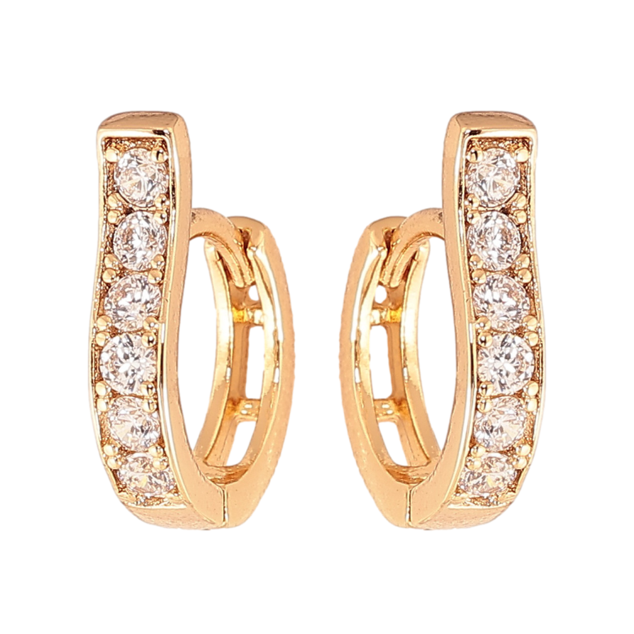 Серьги Xuping цвет Позолота 18K колечки "Дорожки кристаллов" фото №1 Серьги Xuping цвет Позолота 18K колечки "Дорожки кристаллов" фото №1