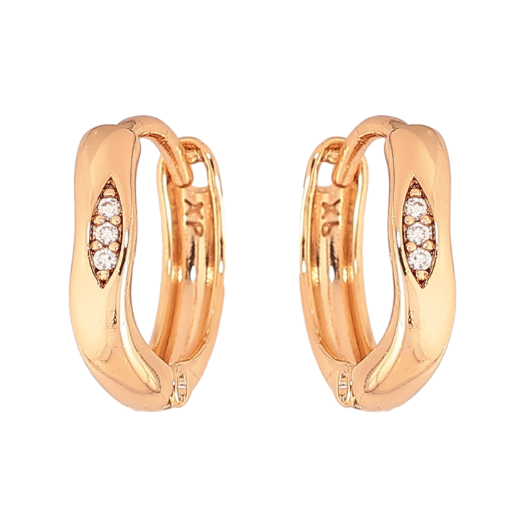 Серьги Xuping цвет Позолота 18К колечки "Узор с кристаллами" фото №21