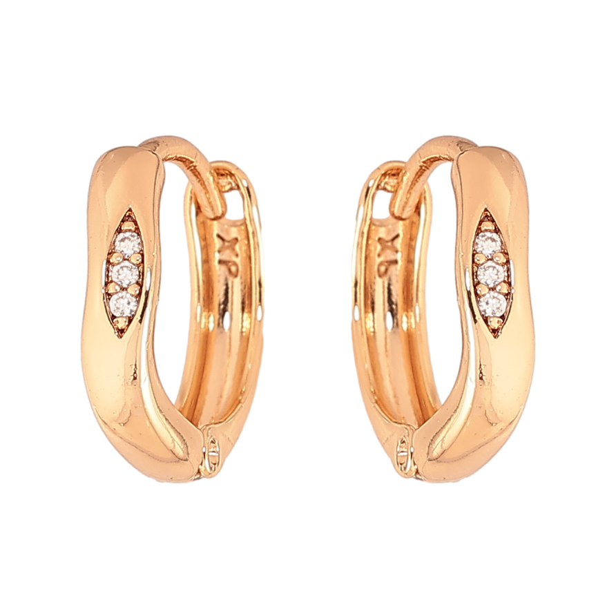 Серьги Xuping цвет Позолота 18К колечки "Узор с кристаллами" фото №1