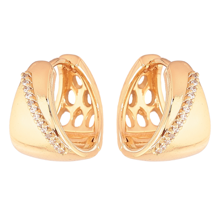 Серьги Xuping цвет Позолота 18К колечки "Узор с кристаллами" фото №9