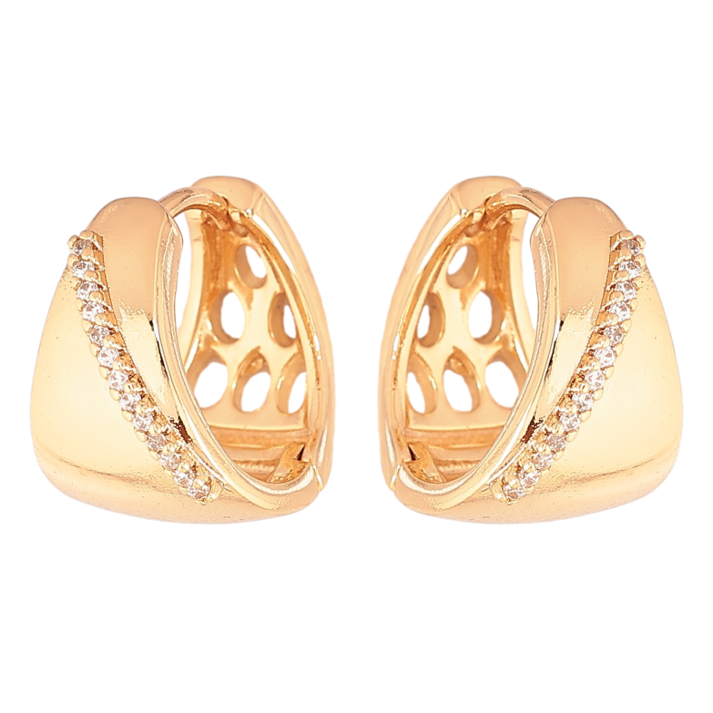 Серьги Xuping цвет Позолота 18К колечки "Узор с кристаллами" фото №1