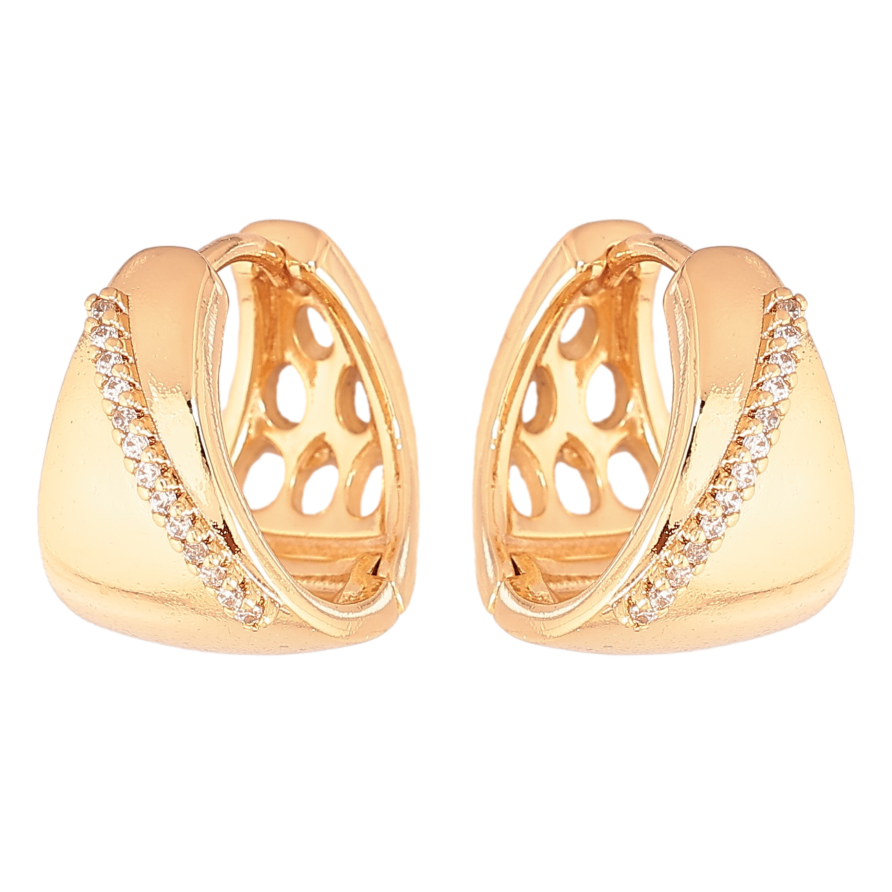 Серьги Xuping цвет Позолота 18К колечки "Узор с кристаллами" фото №1