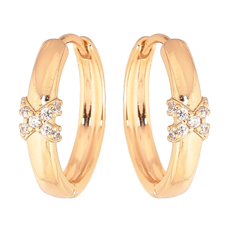 Серьги Xuping цвет Позолота 18K колечки "Узор с кристаллами"  фото №17