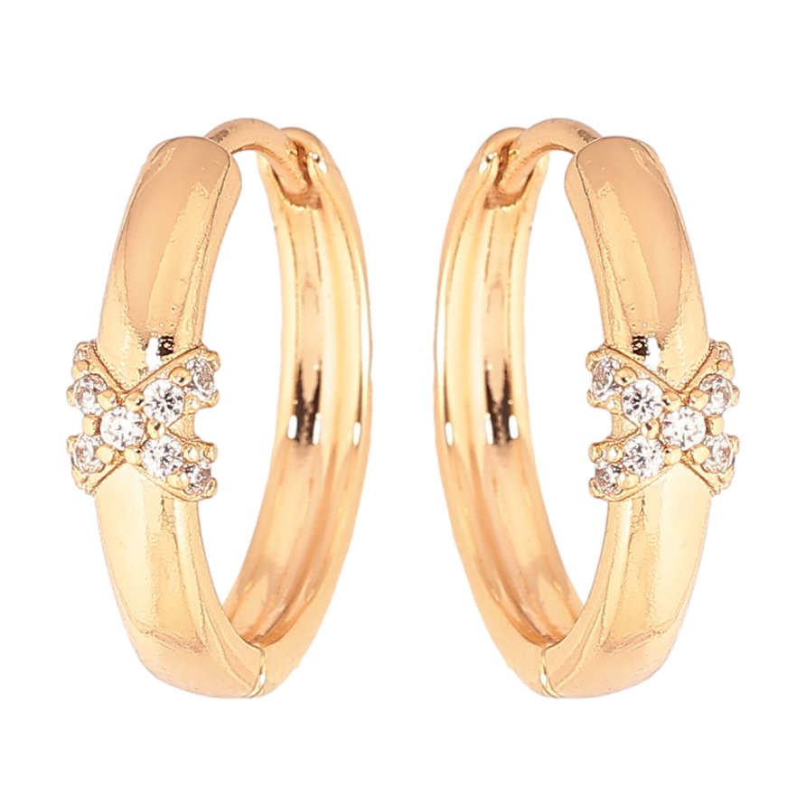 Серьги Xuping цвет Позолота 18K колечки "Узор с кристаллами"  фото №1