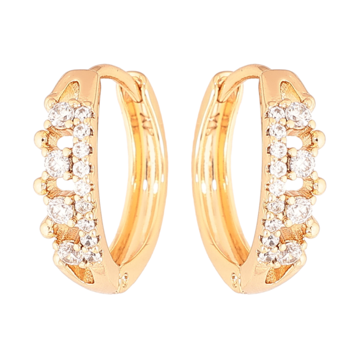 Серьги Xuping цвет Позолота 18К колечки "Инкрустация кристаллами" фото №6