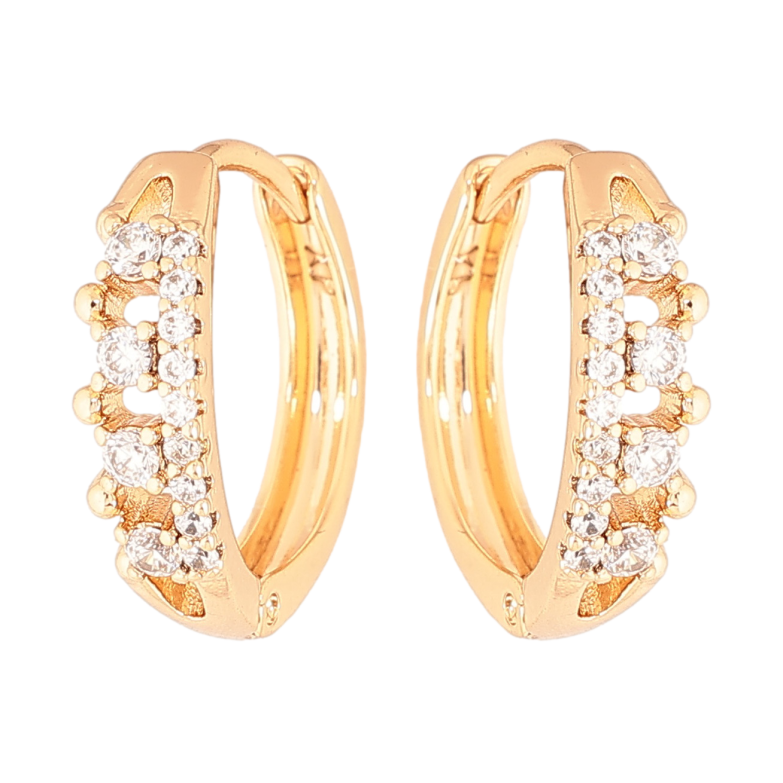 Серьги Xuping цвет Позолота 18К колечки "Инкрустация кристаллами" фото №1