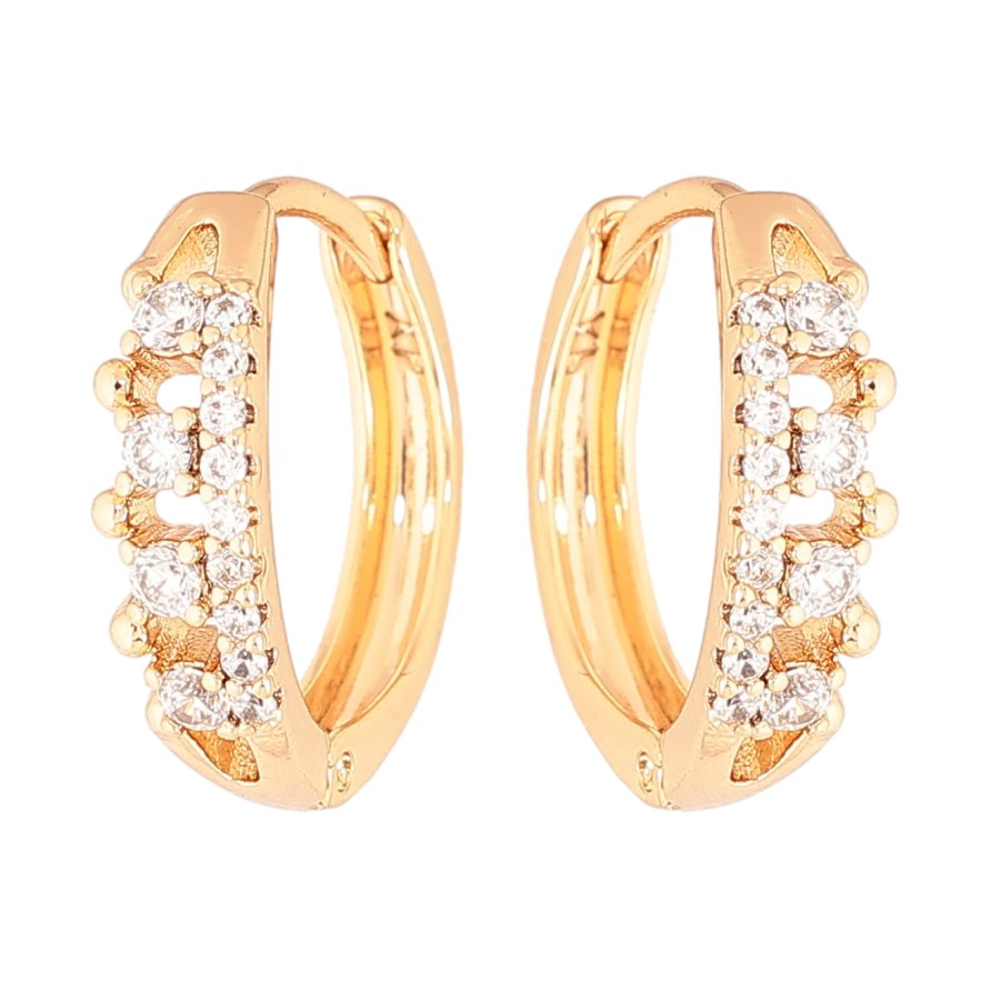 Серьги Xuping цвет Позолота 18К колечки "Инкрустация кристаллами" фото №1