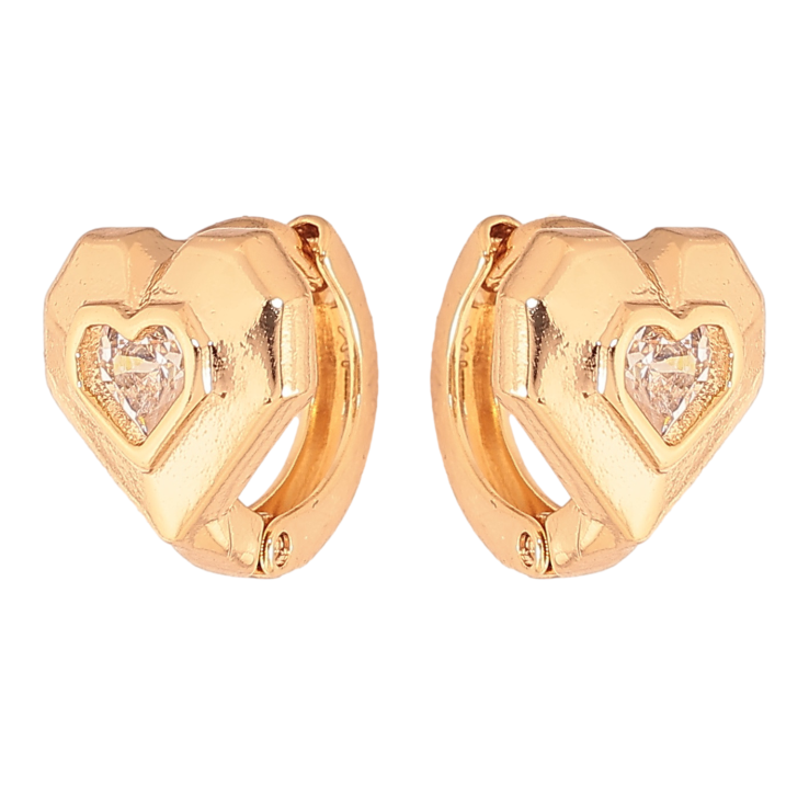 Серьги Xuping цвет Позолота 18К колечки "Сердечки с кристаллами" фото №5