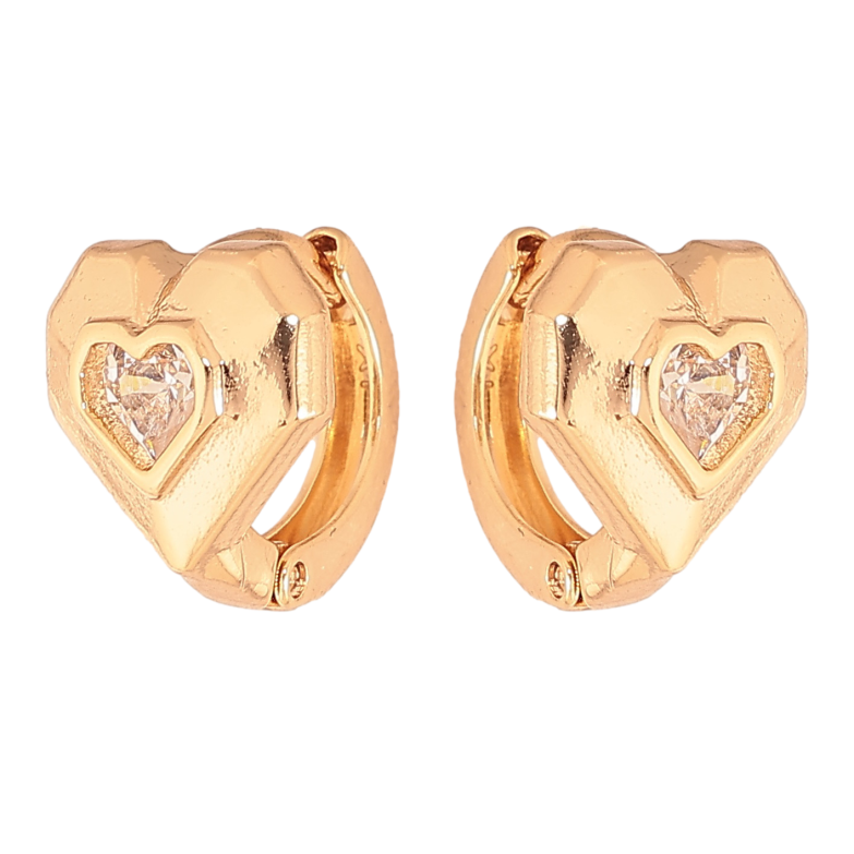 Серьги Xuping цвет Позолота 18К колечки "Сердечки с кристаллами" фото №4