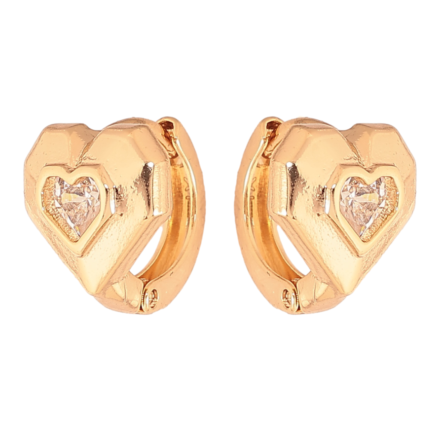 Серьги Xuping цвет Позолота 18К колечки "Сердечки с кристаллами" фото №1