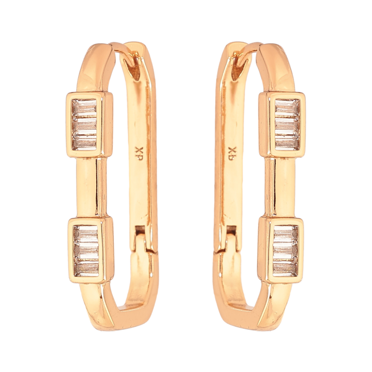 Серьги Xuping цвет Позолота 18К колечки "Узор с кристаллами" фото №3