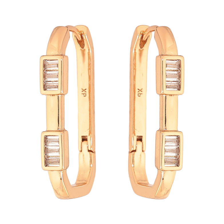 Серьги Xuping цвет Позолота 18К колечки "Узор с кристаллами" фото №1