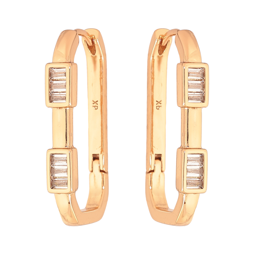 Серьги Xuping цвет Позолота 18К колечки "Узор с кристаллами" фото №1