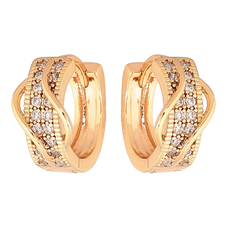 Серьги Xuping цвет Позолота 18К колечки "Инкрустация кристаллами" фото №22