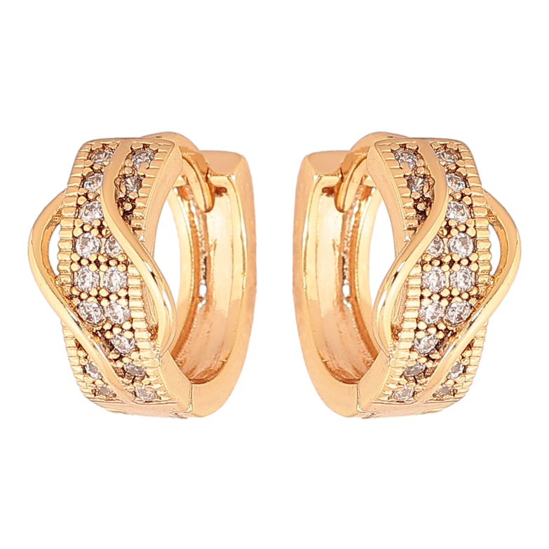 Серьги Xuping цвет Позолота 18К колечки "Инкрустация кристаллами" фото №1