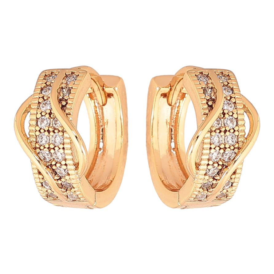 Серьги Xuping цвет Позолота 18К колечки "Инкрустация кристаллами" фото №1