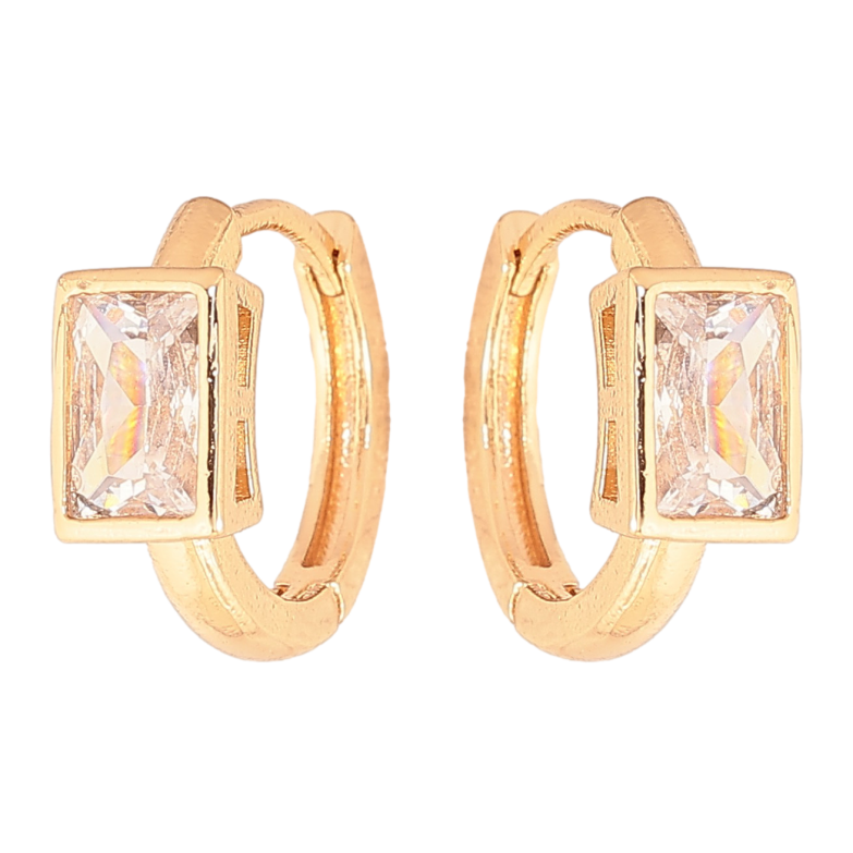 Серьги Xuping цвет Позолота 18К колечки "Кристаллы" фото №1