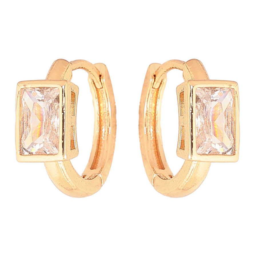 Серьги Xuping цвет Позолота 18К колечки "Кристаллы" фото №1