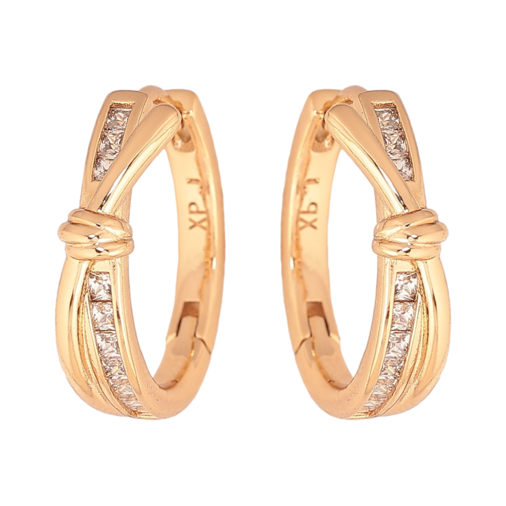 Сережки Xuping колір Позолота 18К колечка "Візерунок з кристалами" фото №24