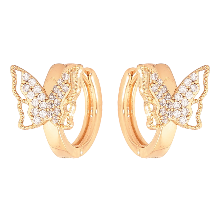 Сережки Xuping колір Позолота 18К колечка "Метелики з кристалами" фото №21