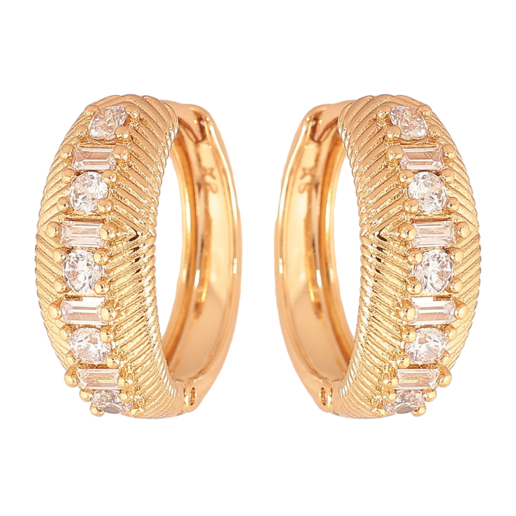 Серьги Xuping цвет Позолота 18К колечки "Узор с кристаллами" фото №3