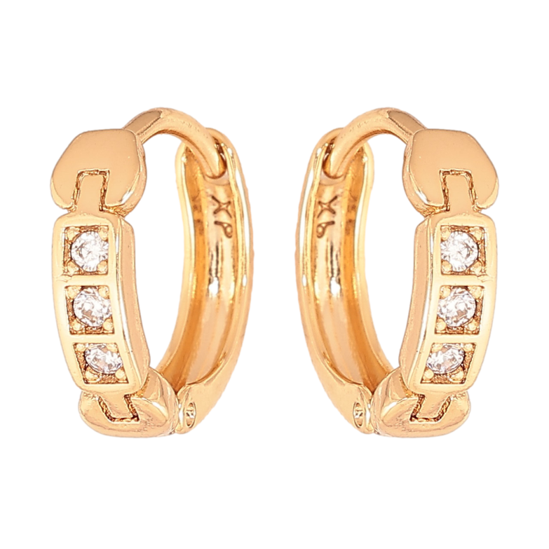 Серьги Xuping цвет Позолота 18К колечки "Узор с кристаллами" фото №1