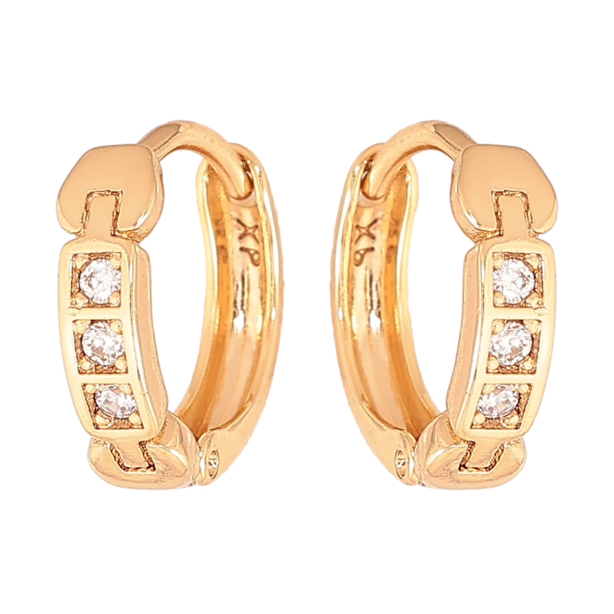 Серьги Xuping цвет Позолота 18К колечки "Узор с кристаллами" фото №1