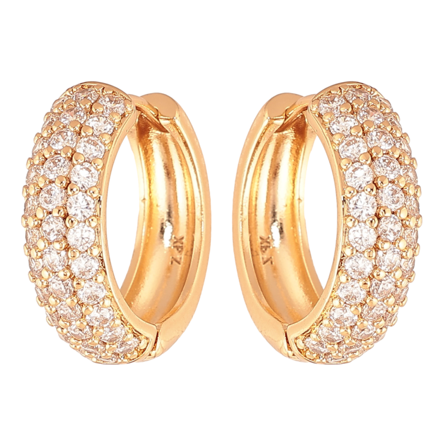 Серьги Xuping цвет Позолота 18K колечки "Инкрустация кристаллами"  фото №1