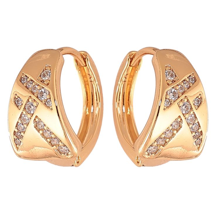 Сережки Xuping колір Позолота 18K колечка "Візерунок з кристалами" фото №23