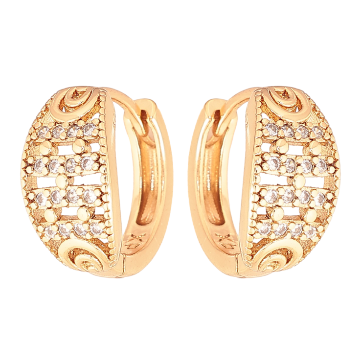Серьги Xuping цвет Позолота 18К колечки "Инкрустация кристаллами" фото №20
