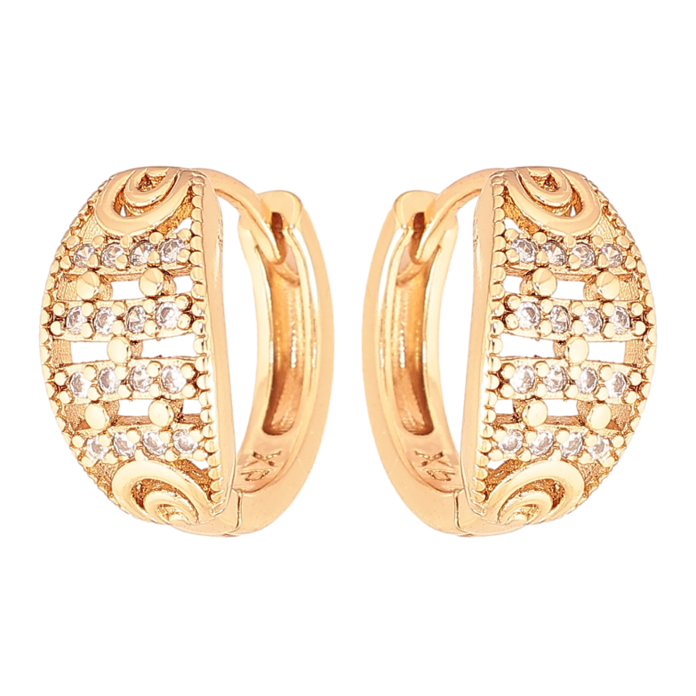 Серьги Xuping цвет Позолота 18К колечки "Инкрустация кристаллами" фото №1