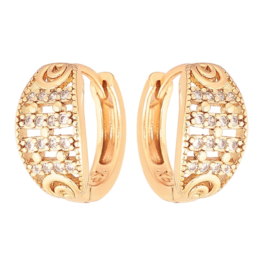Серьги Xuping цвет Позолота 18К колечки "Инкрустация кристаллами" фото №1