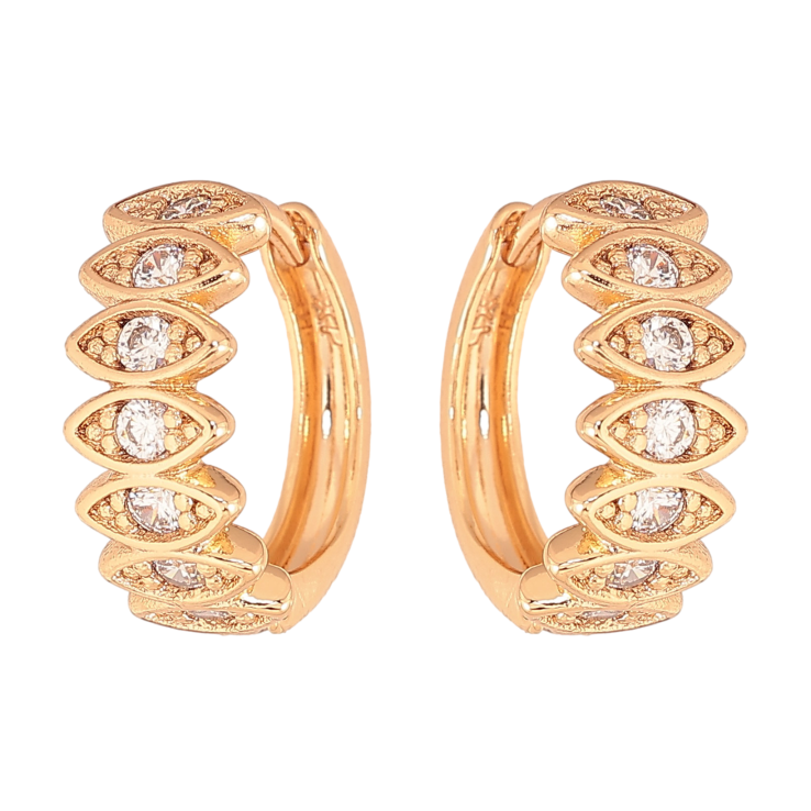 Сережки Xuping колір Позолота 18К колечка "Візерунок з кристалами" фото №18 Сережки Xuping колір Позолота 18К колечка "Візерунок з кристалами" фото №18