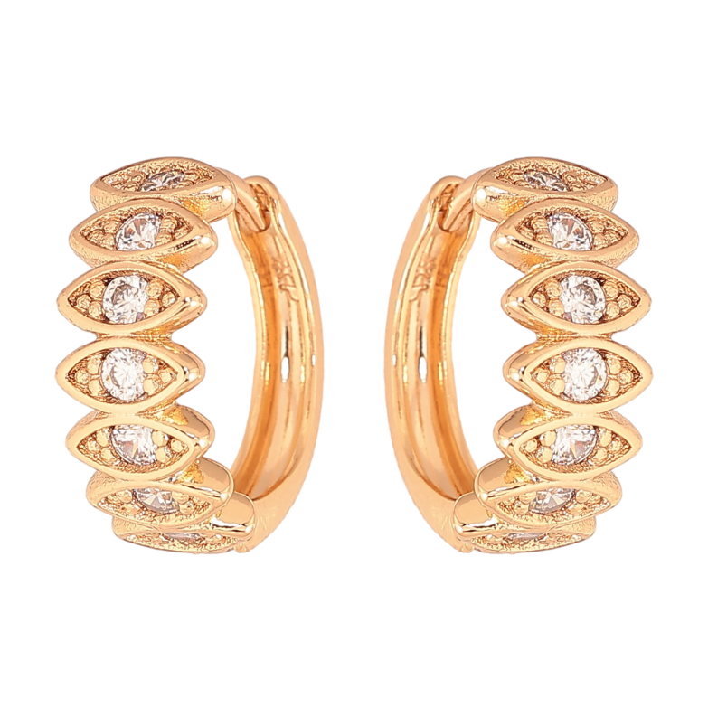 Сережки Xuping колір Позолота 18К колечка "Візерунок з кристалами" фото №7