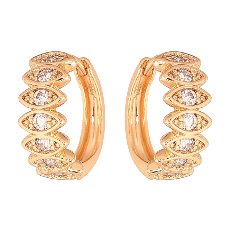 Сережки Xuping колір Позолота 18К колечка "Візерунок з кристалами" фото №1