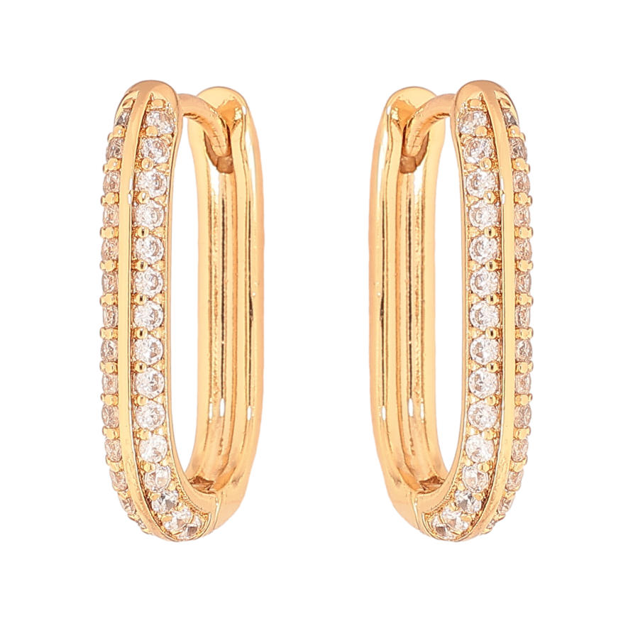 Сережки Xuping колір Позолота 18К колечка "Інкрустація кристалами" фото №1