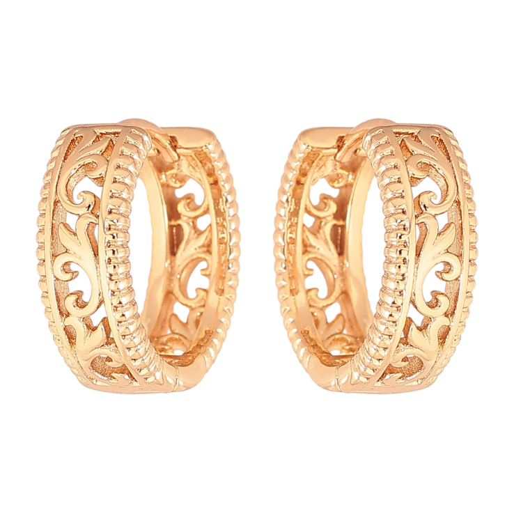Сережки Xuping колір Позолота 18К колечка "Вензельний візерунок" фото №4 Сережки Xuping колір Позолота 18К колечка "Вензельний візерунок" фото №4