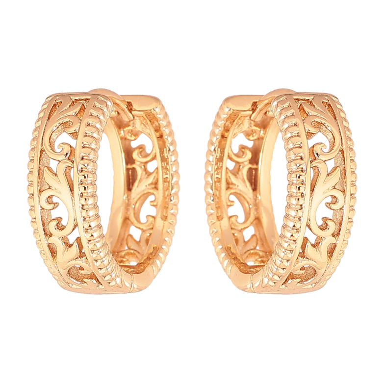 Сережки Xuping колір Позолота 18К колечка "Вензельний візерунок" фото №1